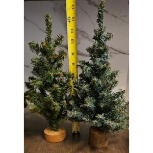 Small Vintage Faux Tiny Village Christmas Trees Lot of 3 13" 12.5" 9.5"